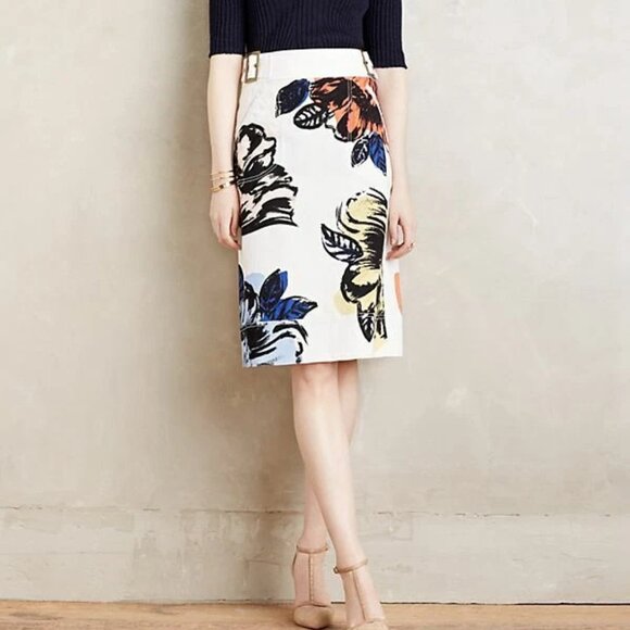 Anthropologie Maeve floral skirt cotton 2 XS - Picture 2 of 16